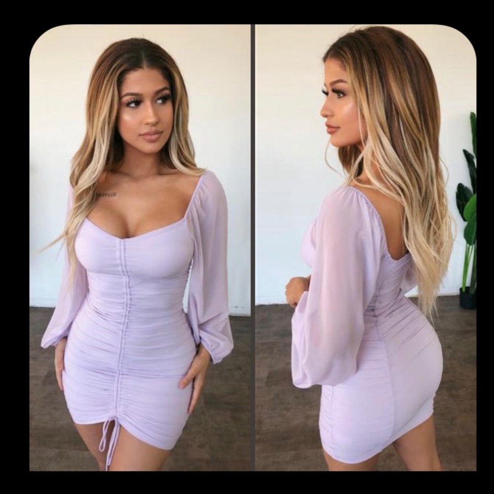 Lavender long sleeve dress.